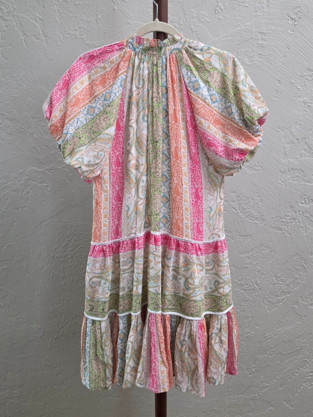 D43. Multi Striped Paisley Tiered‎ Babydoll Dress - Picture 2 of 3